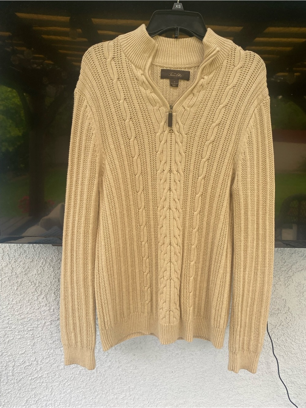 Tasso Elba Men's Cable Knit Zip-Up Sweater SZ M